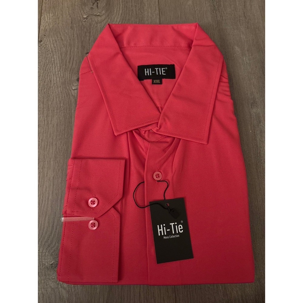 Hi-Tie Mens Collection Dress Shirt Coral Pink Long Sleeve Button Down XXXL NWT